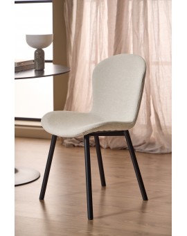 FIORA Béžové (tkanina Apia 453)/čierny rám - MODERNÁ ČALÚNENÁ STOLIČKA DO OBÝVAČKY/ JEDÁLNE LOFT