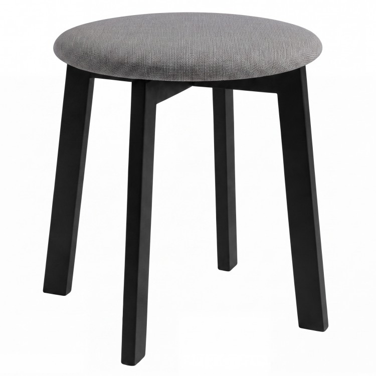 ZOI Light Grey (Sawana 21 fabric)/black beech base - ROUND UPHOLSTERED STOOL FOR KITCHEN/LIVING ROOM