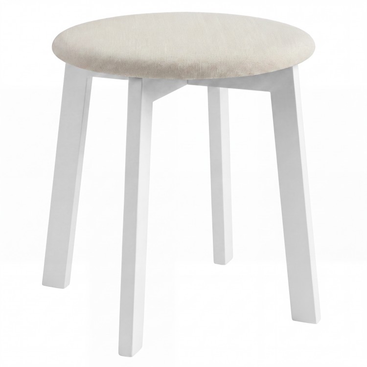 Taboret okrągły ZOI Jasny Beż (Storm 04) / stelaż bukowy biały