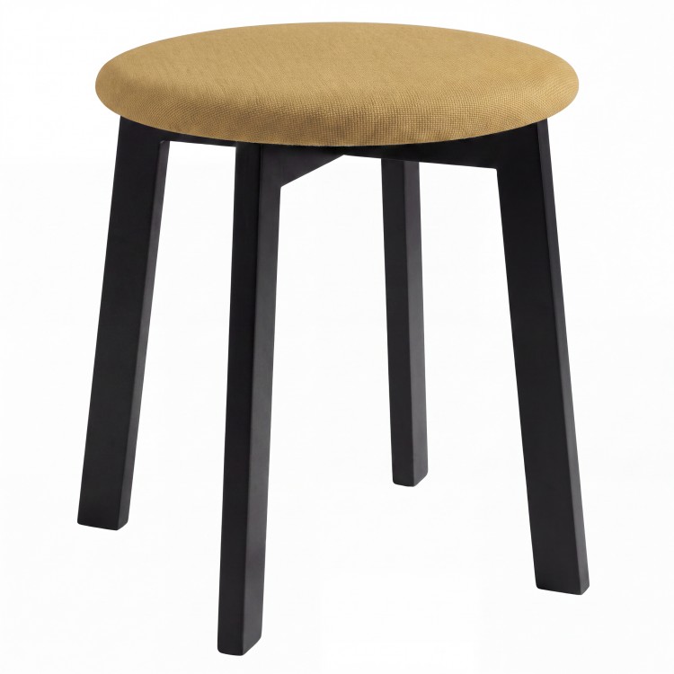 ZOI Caramel (Storm 45 fabric)/black beech base - ROUND UPHOLSTERED STOOL FOR KITCHEN/LIVING ROOM