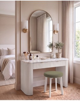ZOI Green (Storm 34 fabric)/white beech base - ROUND UPHOLSTERED STOOL FOR KITCHEN/LIVING ROOM