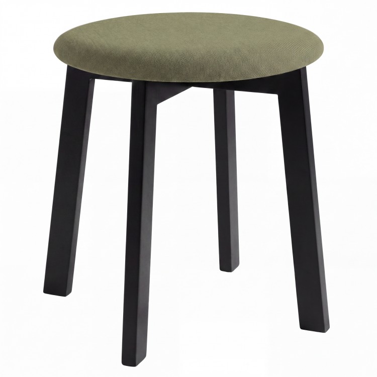 ZOI Green (Storm 34 fabric)/black beech base - ROUND UPHOLSTERED STOOL FOR KITCHEN/LIVING ROOM