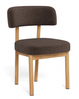 TORAY Brown (Apia 442 fabric)/natural oak base - UPHOLSTERED DINING CHAIR FOR KITCHEN/DINING ROOM