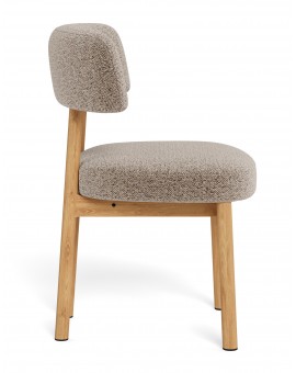 TORAY Latte Beige (Monza 60 fabric)/natural oak base - UPHOLSTERED DINING CHAIR FOR KITCHEN/DINING ROOM