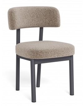 TORAY Latte Beige (Monza 60 fabric)/black base - UPHOLSTERED DINING CHAIR FOR KITCHEN/DINING ROOM