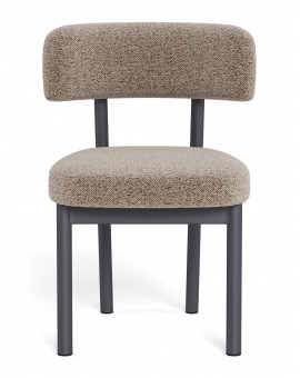 TORAY Latte Beige (Monza 60 fabric)/black base - UPHOLSTERED DINING CHAIR FOR KITCHEN/DINING ROOM