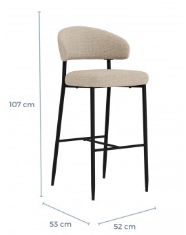 IRIS Beige (Basel 24 fabric)/black frame - UPHOLSTERED BAR STOOL FOR KITCHEN/BAR