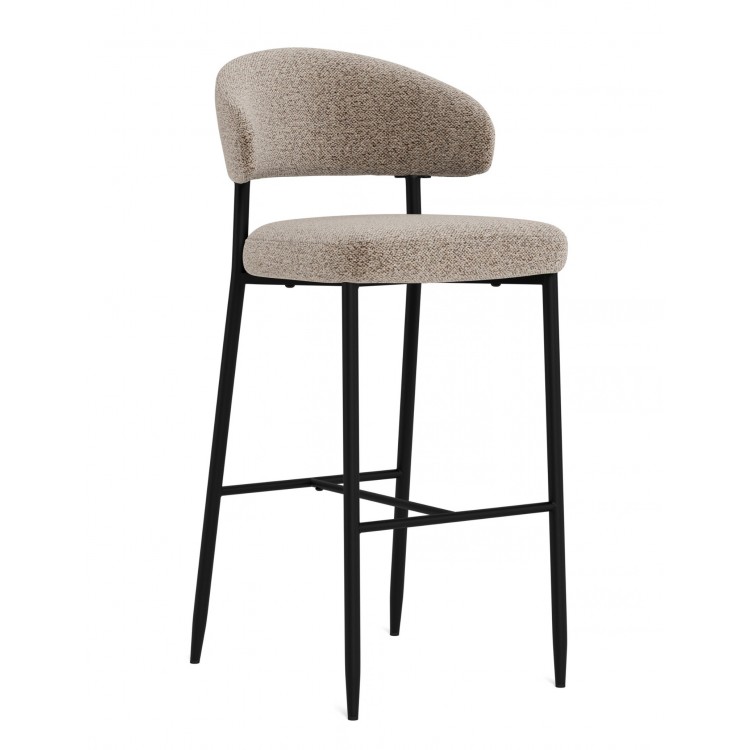 IRIS Latte Beige (Monza 60 fabric)/black frame - UPHOLSTERED BAR STOOL FOR KITCHEN/BAR