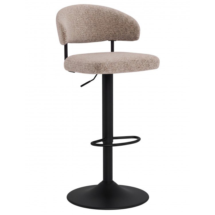 IRIS Latte Beige (Monza 60 fabric)/black base - UPHOLSTERED BAR STOOL FOR KITCHEN/BAR