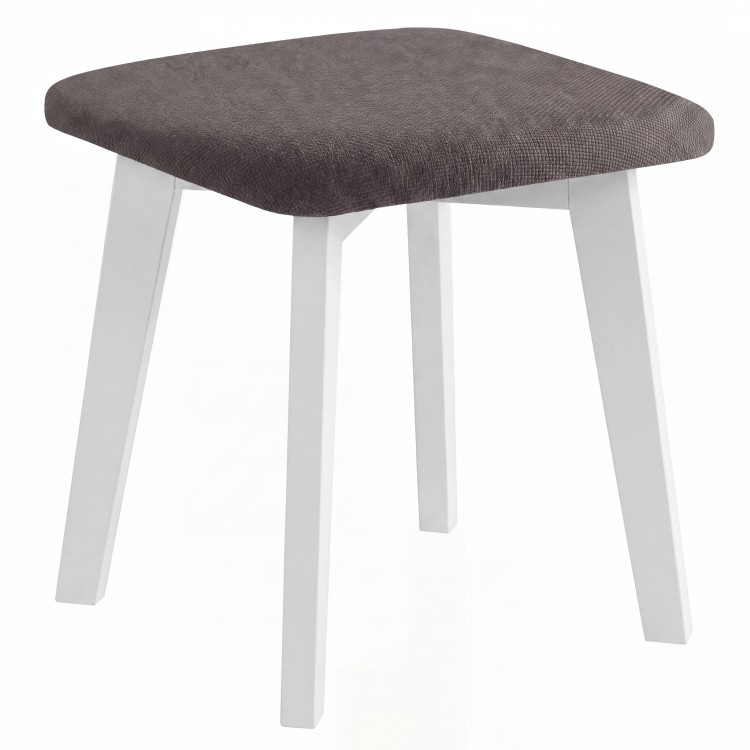 MILO Taupe Beige (Storm 26 fabric)/white beech base - SQUARE UPHOLSTERED STOOL FOR KITCHEN/LIVING ROOM
