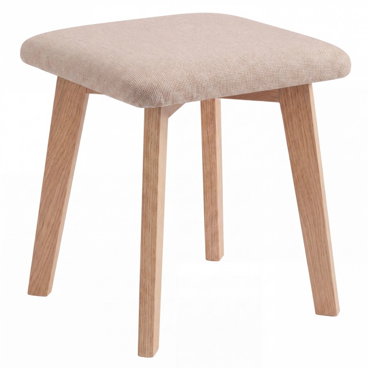 MILO Beige (Storm 06 fabric)/oak-coloured base - SQUARE UPHOLSTERED STOOL FOR KITCHEN/LIVING ROOM