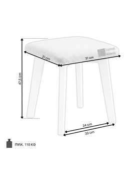 MILO Beige (Storm 06 fabric)/black beech base - SQUARE UPHOLSTERED STOOL FOR KITCHEN/LIVING ROOM