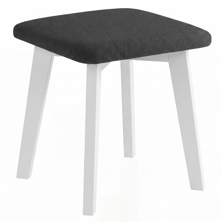 MILO Black (Storm 100 fabric)/white beech base - SQUARE UPHOLSTERED STOOL FOR KITCHEN/LIVING ROOM