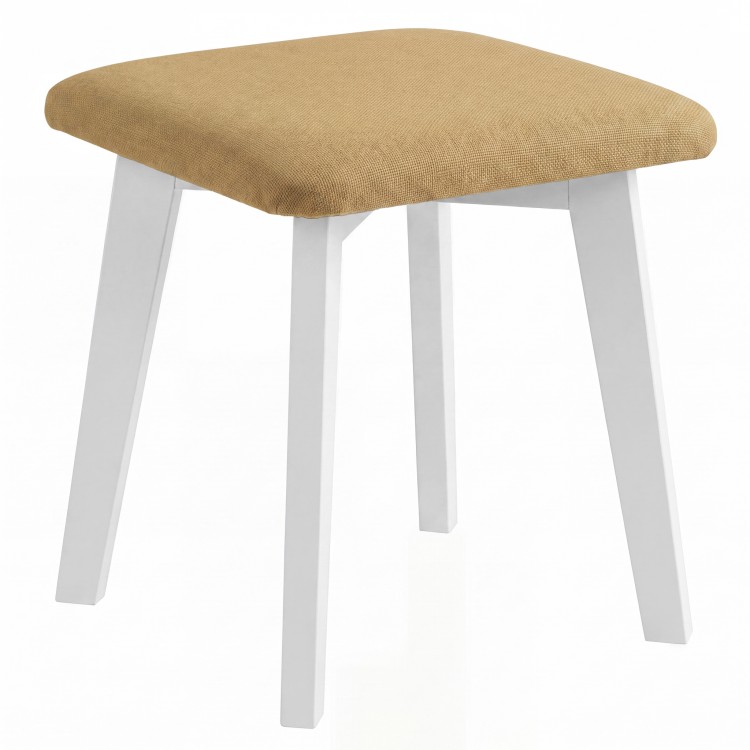 MILO Caramel (Storm 45 fabric)/white beech base - SQUARE UPHOLSTERED STOOL FOR KITCHEN/LIVING ROOM