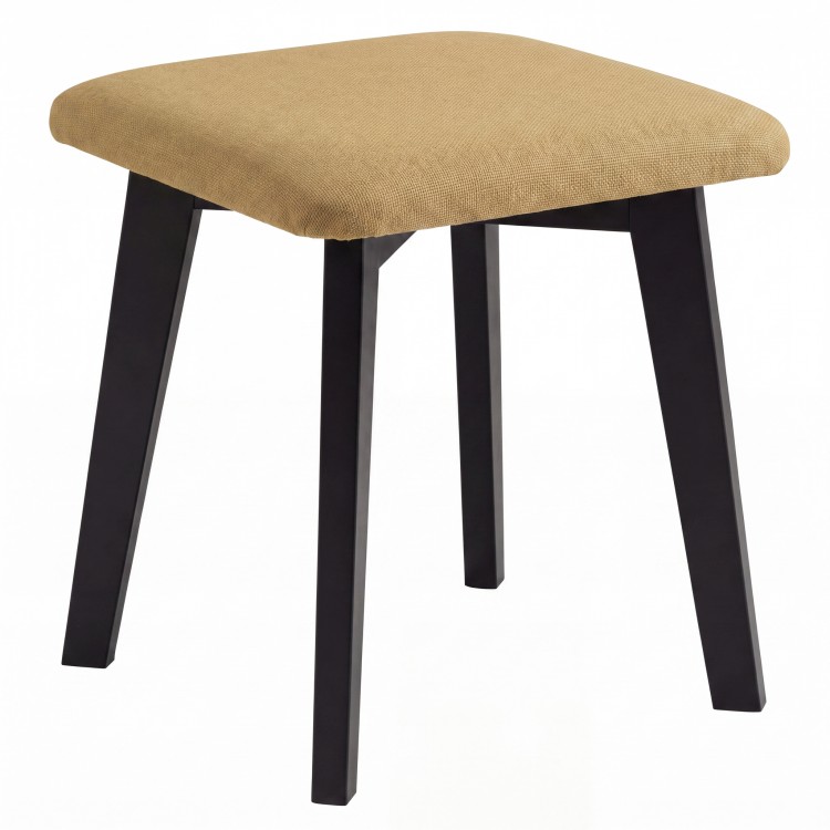 MILO Caramel (Storm 45 fabric)/black beech base - SQUARE UPHOLSTERED STOOL FOR KITCHEN/LIVING ROOM
