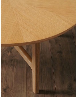 BELLUNO Prírodný jaseň - DREVENÝ KONFERENČNÝ STOLÍK Ø65 cm OKRÚHLY MODERN CLASSIC