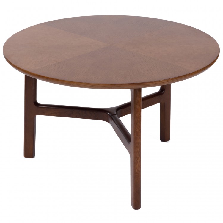 BELLUNO Prírodný orech (tmavohnedá) - DREVENÝ KONFERENČNÝ STOLÍK Ø65 cm OKRÚHLY MODERN CLASSIC