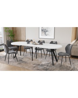 EXPANSO Biely mat / čierne nohy - OVÁLNY ROZKLADACÍ STÔL 160-360 cm PRE 16-18 OSÔB