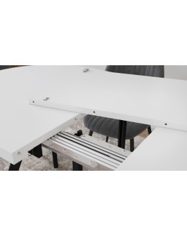 EXPANSO Biely mat / čierne nohy - OVÁLNY ROZKLADACÍ STÔL 160-360 cm PRE 16-18 OSÔB
