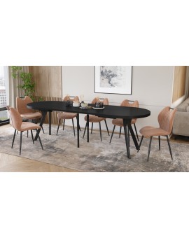 EXPANSO Black Matt / black legs - OVAL EXTENDING TABLE 160-360 cm FOR 16-18 PEOPLE