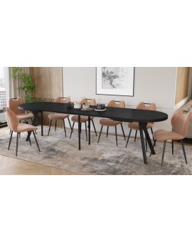 EXPANSO Black Matt / black legs - OVAL EXTENDING TABLE 160-360 cm FOR 16-18 PEOPLE