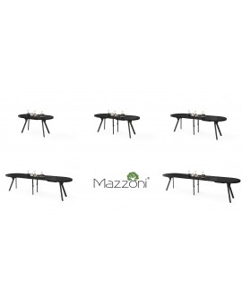 EXPANSO Čierny mat / čierne nohy - OVÁLNY ROZKLADACÍ STÔL 160-360 cm PRE 16-18 OSÔB