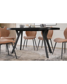 EXPANSO Čierny mat / čierne nohy - OVÁLNY ROZKLADACÍ STÔL 160-360 cm PRE 16-18 OSÔB