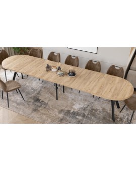 EXPANSO Artisan Oak / black legs - OVAL EXTENDING TABLE 160-360 cm FOR 16-18 PEOPLE