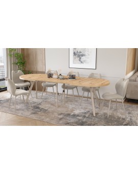 EXPANSO Artisan Oak / cashmere legs - OVAL EXTENDING TABLE 160-360 cm FOR 16-18 PEOPLE