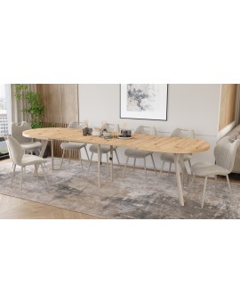 EXPANSO Dub Artisan / kašmírové nohy - OVÁLNY ROZKLADACÍ STÔL 160-360 cm PRE 16-18 OSÔB