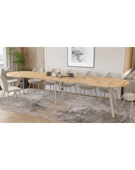 EXPANSO Dub Artisan / kašmírové nohy - OVÁLNY ROZKLADACÍ STÔL 160-360 cm PRE 16-18 OSÔB