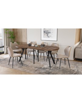 EXPANSO Hnedý dub / čierne nohy - OVÁLNY ROZKLADACÍ STÔL 160-360 cm PRE 16-18 OSÔB