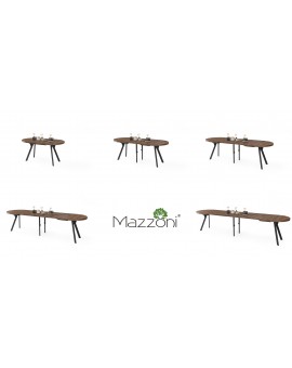 EXPANSO Hnedý dub / čierne nohy - OVÁLNY ROZKLADACÍ STÔL 160-360 cm PRE 16-18 OSÔB