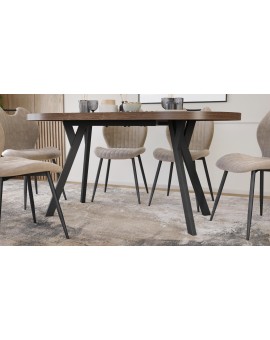 EXPANSO Hnedý dub / čierne nohy - OVÁLNY ROZKLADACÍ STÔL 160-360 cm PRE 16-18 OSÔB