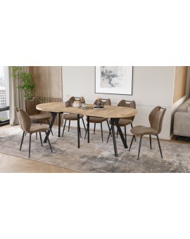 EXPANSO Golden Craft Oak / black legs - OVAL EXTENDING TABLE 160-360 cm FOR 16-18 PEOPLE