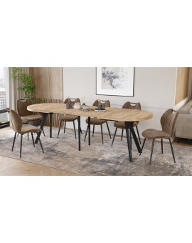 EXPANSO Dub Craft zlatý / čierne nohy - OVÁLNY ROZKLADACÍ STÔL 160-360 cm PRE 16-18 OSÔB