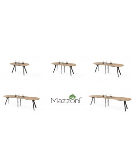 EXPANSO Golden Craft Oak / black legs - OVAL EXTENDING TABLE 160-360 cm FOR 16-18 PEOPLE