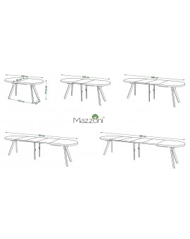 EXPANSO Kašmír / kašmírové nohy - OVÁLNY ROZKLADACÍ STÔL 160-360 cm PRE 16-18 OSÔB
