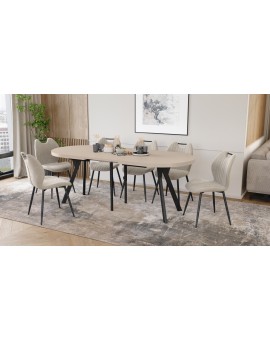 EXPANSO Kašmír / čierne nohy - OVÁLNY ROZKLADACÍ STÔL 160-360 cm PRE 16-18 OSÔB