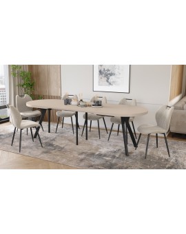 EXPANSO Kašmír / čierne nohy - OVÁLNY ROZKLADACÍ STÔL 160-360 cm PRE 16-18 OSÔB
