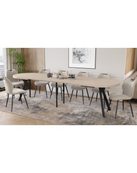 EXPANSO Kašmír / čierne nohy - OVÁLNY ROZKLADACÍ STÔL 160-360 cm PRE 16-18 OSÔB