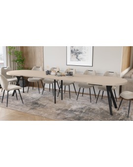 EXPANSO Kašmír / čierne nohy - OVÁLNY ROZKLADACÍ STÔL 160-360 cm PRE 16-18 OSÔB