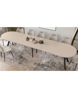 EXPANSO Cashmere / black legs - OVAL EXTENDING TABLE 160-360 cm FOR 16-18 PEOPLE
