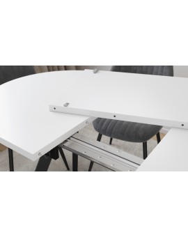 ALMO White Matt / black legs - OVAL EXTENDING TABLE 140-240 cm FOR 10-12 PEOPLE