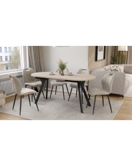 ALMO Cashmere / black legs - OVAL EXTENDING TABLE 120-220 cm FOR 10-12 PEOPLE