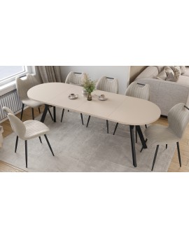 ALMO Kašmír / čierne nohy - OVÁLNY ROZKLADACÍ STÔL 120-220 cm PRE 10-12 OSÔB
