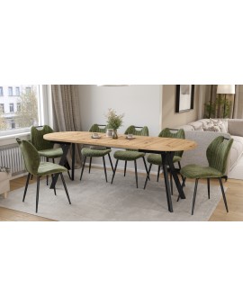ALMO Artisan Oak / black legs - OVAL EXTENDING TABLE 120-220 cm FOR 10-12 PEOPLE
