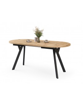 ALMO Dub Artisan / čierne nohy - OVÁLNY ROZKLADACÍ STÔL 120-220 cm PRE 10-12 OSÔB