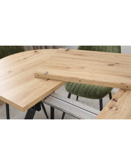 ALMO Dub Artisan / čierne nohy - OVÁLNY ROZKLADACÍ STÔL 140-240 cm PRE 10-12 OSÔB