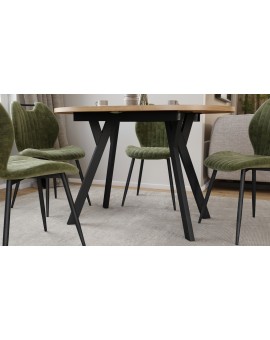 ALMO Dub Artisan / čierne nohy - OVÁLNY ROZKLADACÍ STÔL 140-240 cm PRE 10-12 OSÔB